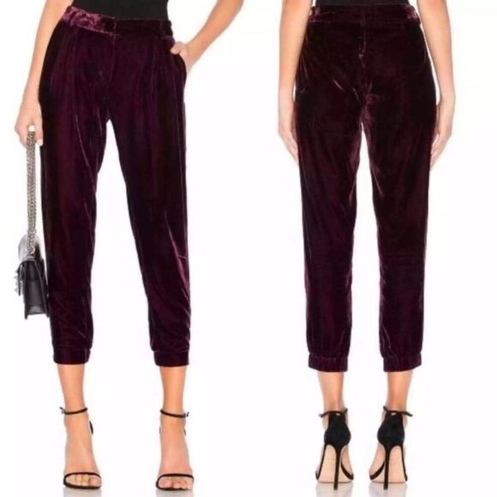 Parker Velvet Pant Size 4 Ankle Burgundy New